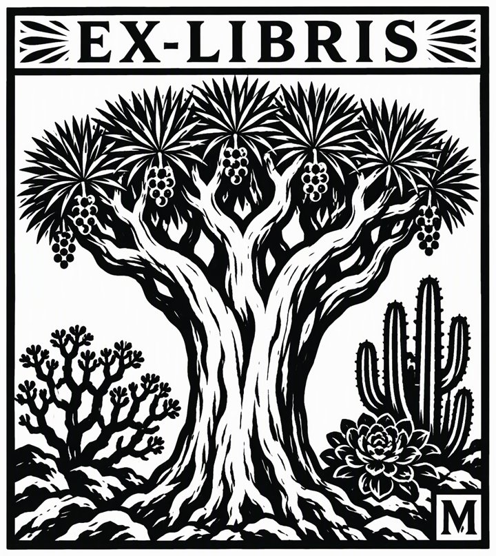 Ex libris en linograbado de un drago
